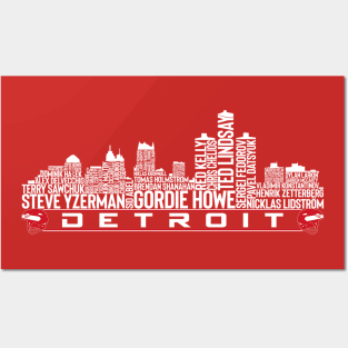 Detroit Hockey Team All Time Legends, Detroit City Skyline Posters and Art